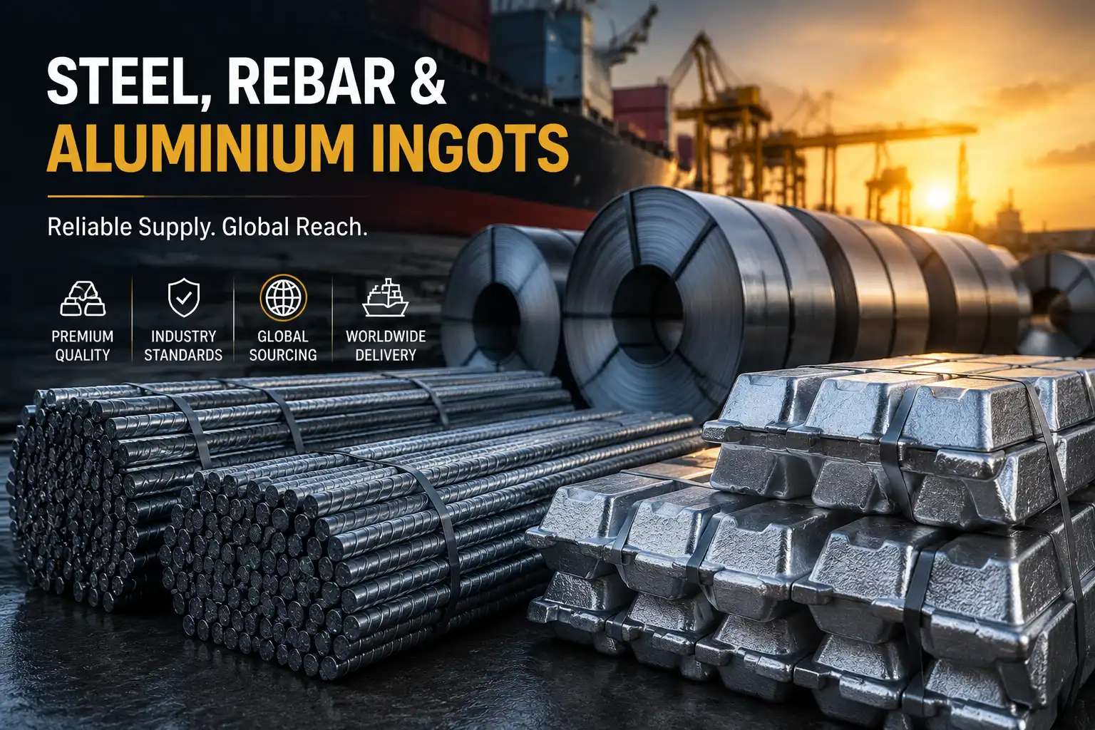 Steel, Rebar & Aluminium Ingots Supplier