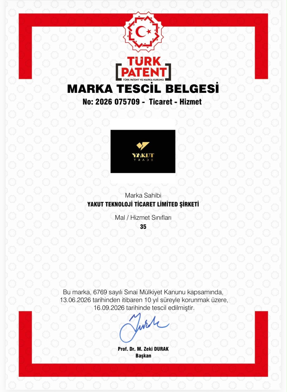 YAKUT TRADE Registered Trademark Türkiye